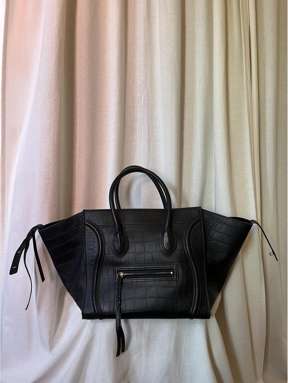 CELINE PHOEBE PHILO 2011 LUGGAGE PHATOM BLACK CROCEMBOSSED